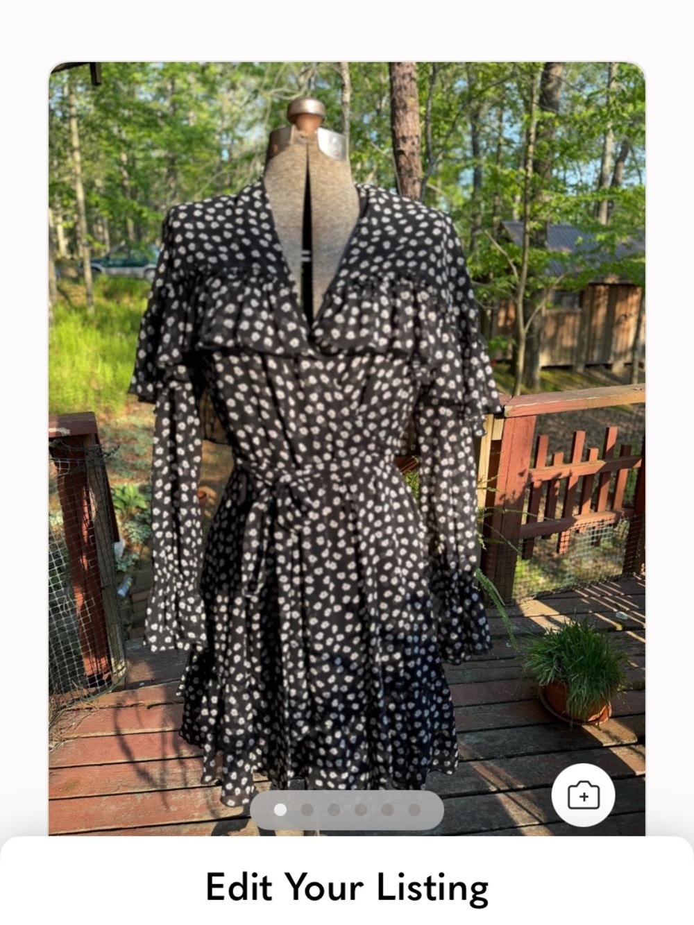 Diane Von Black and White Polka Dot Ruffle Wrap Dress